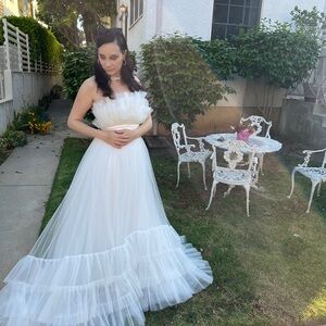 1950’s inspired strapless Aline Wedding dress